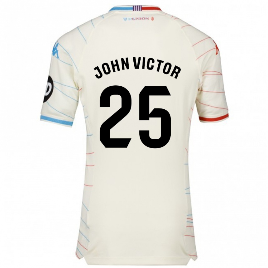 Kids Football John Victor #25 White Red Blue Away Jersey 2024/25 T-Shirt Australia