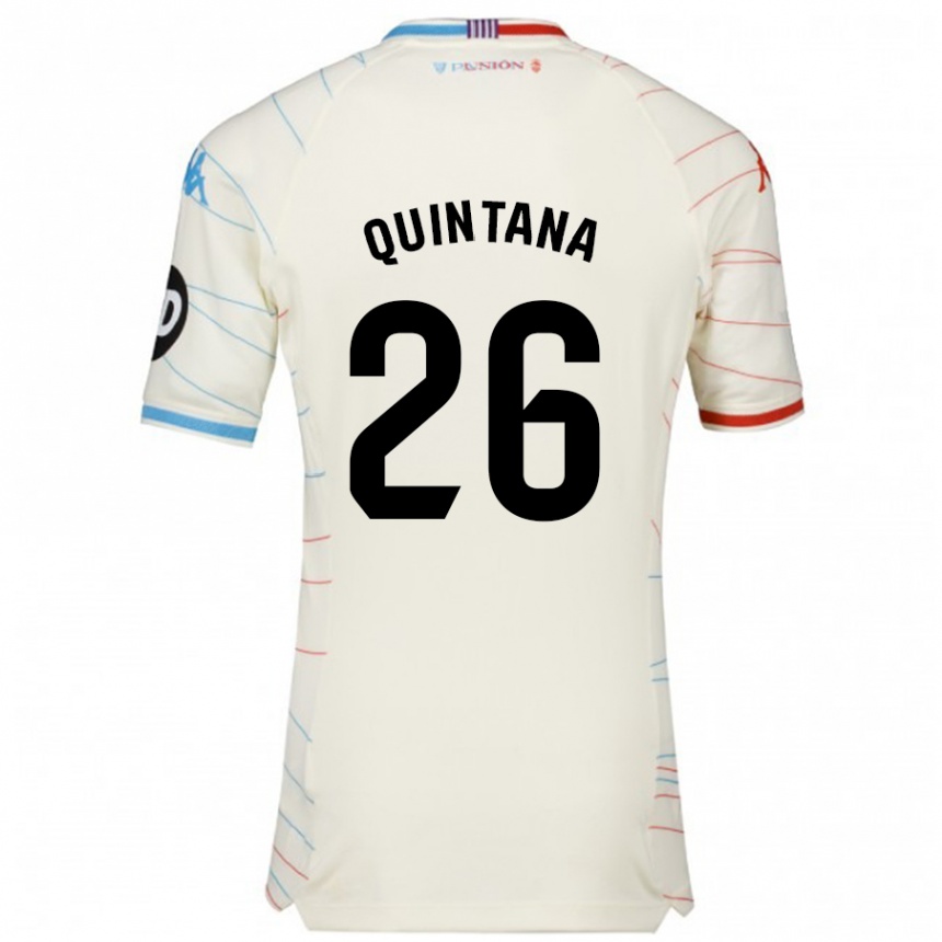 Kids Football Alberto Quintana #26 White Red Blue Away Jersey 2024/25 T-Shirt Australia