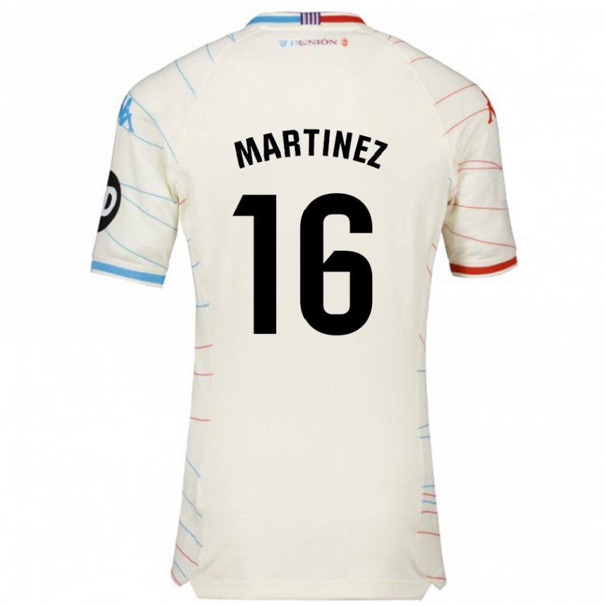 Kids Football Jesús Martínez #16 White Red Blue Away Jersey 2024/25 T-Shirt Australia