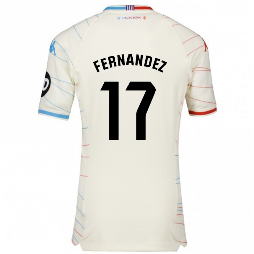 Kids Football Dani Fernández #17 White Red Blue Away Jersey 2024/25 T-Shirt Australia