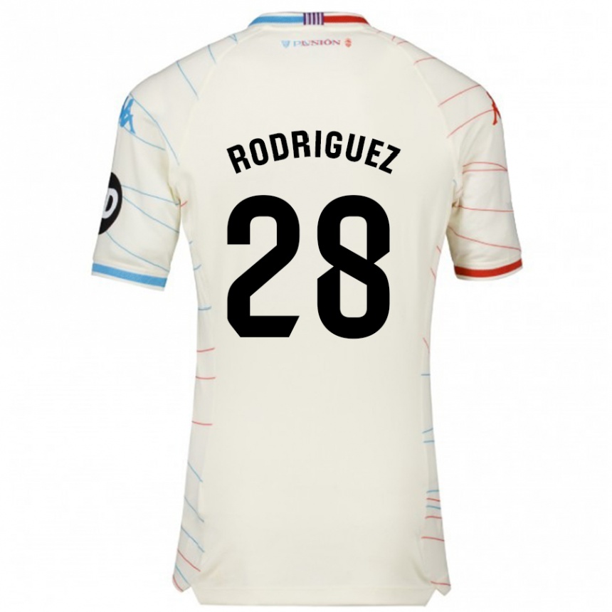 Kids Football Yago Rodríguez #28 White Red Blue Away Jersey 2024/25 T-Shirt Australia