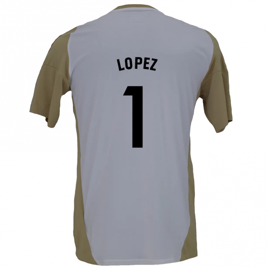 Kids Football Luis López #1 Brown White Away Jersey 2024/25 T-Shirt Australia