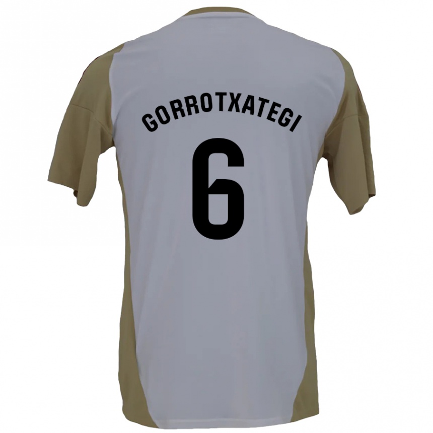 Kids Football Jon Gorrotxategi #6 Brown White Away Jersey 2024/25 T-Shirt Australia