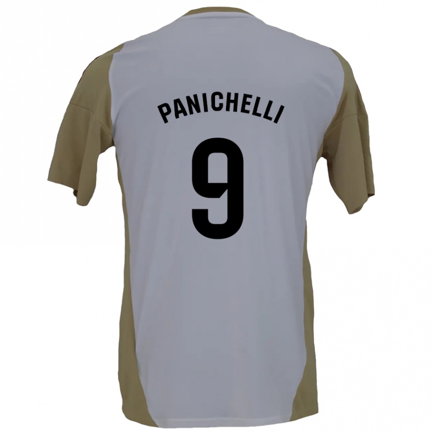 Kids Football Joaquín Panichelli #9 Brown White Away Jersey 2024/25 T-Shirt Australia