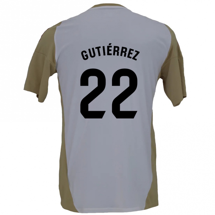 Kids Football Juan Gutiérrez #22 Brown White Away Jersey 2024/25 T-Shirt Australia