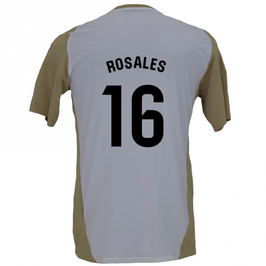 Kids Football Diego Rosales #16 Brown White Away Jersey 2024/25 T-Shirt Australia