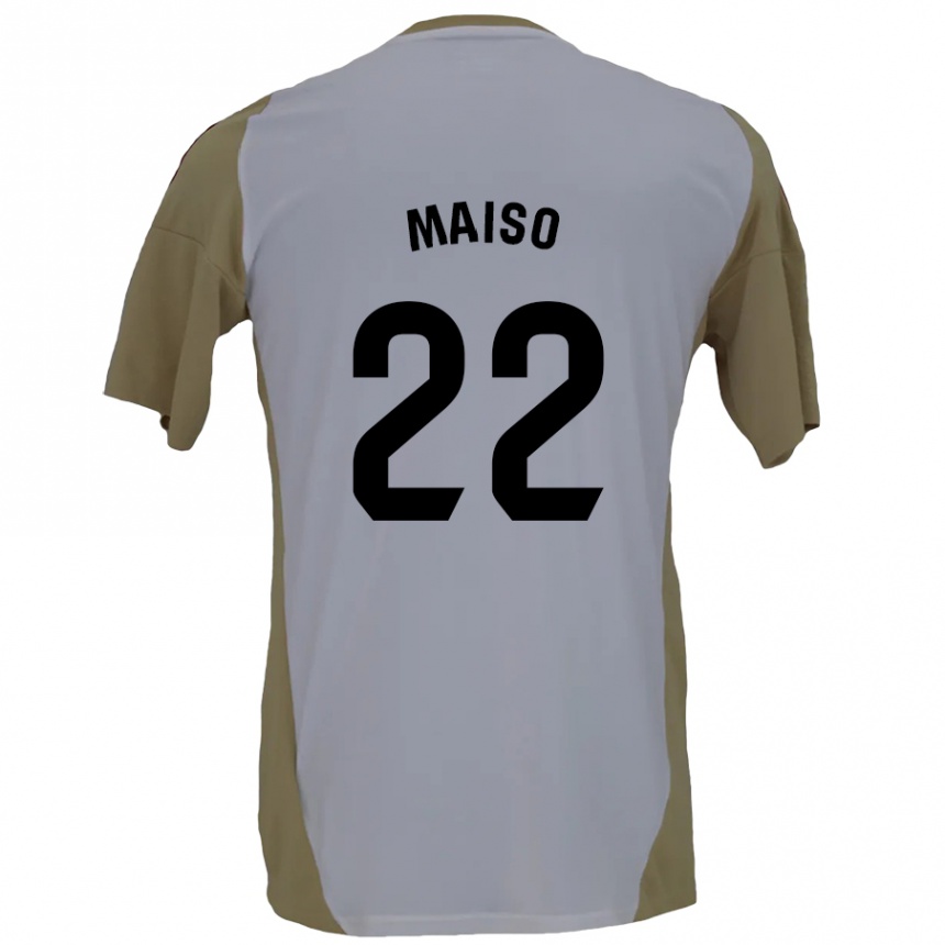 Kids Football Álvaro Maiso #22 Brown White Away Jersey 2024/25 T-Shirt Australia