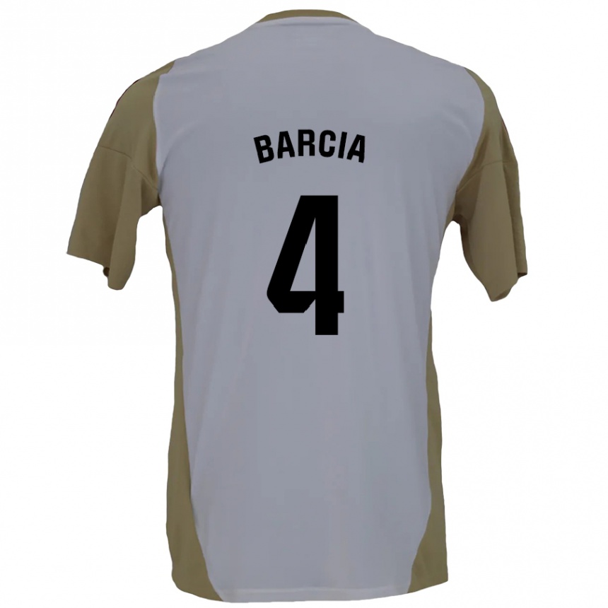 Kids Football Sergio Barcia #4 Brown White Away Jersey 2024/25 T-Shirt Australia