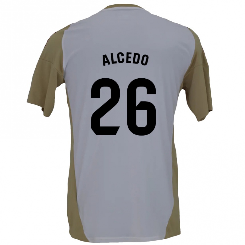 Kids Football Juan María Alcedo #26 Brown White Away Jersey 2024/25 T-Shirt Australia