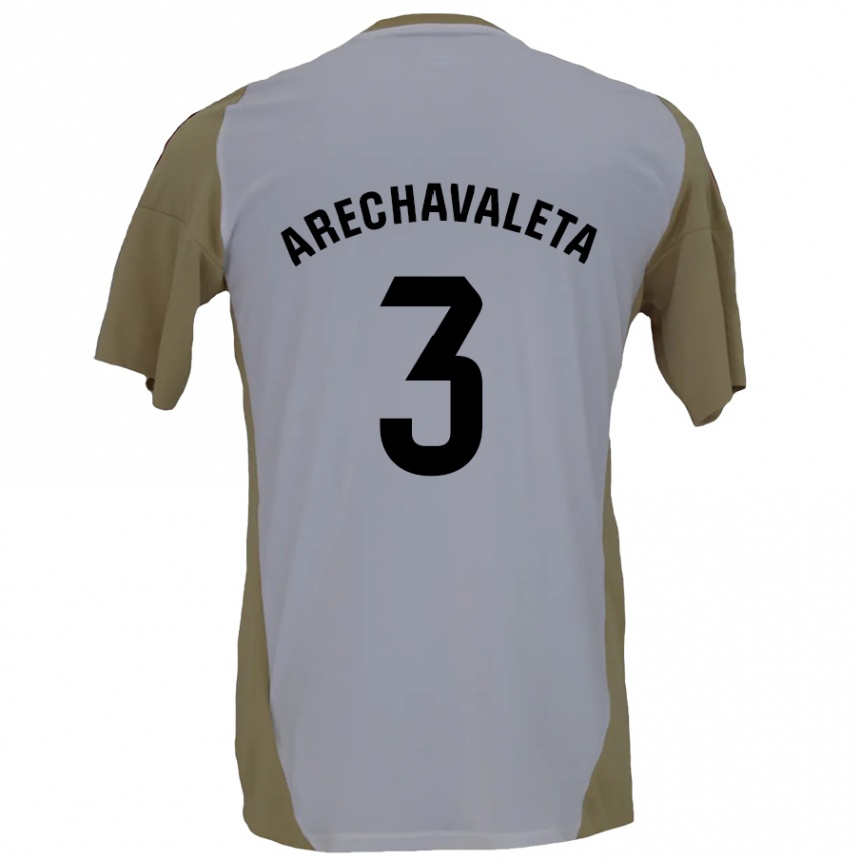 Kids Football Jorge Arechavaleta #3 Brown White Away Jersey 2024/25 T-Shirt Australia