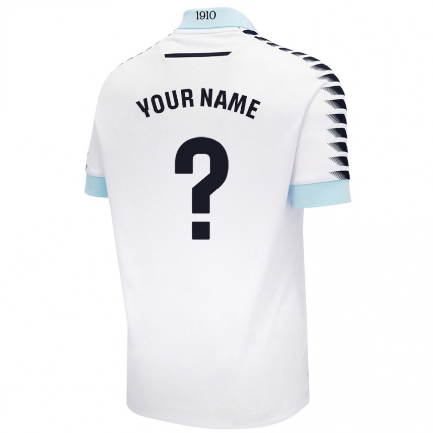 Kids Football Your Name #0 White Blue Away Jersey 2024/25 T-Shirt Australia