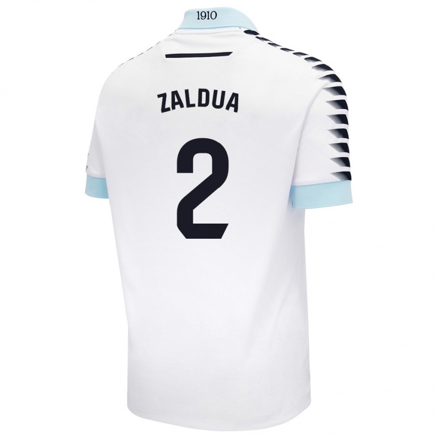 Kids Football Joseba Zaldua #2 White Blue Away Jersey 2024/25 T-Shirt Australia