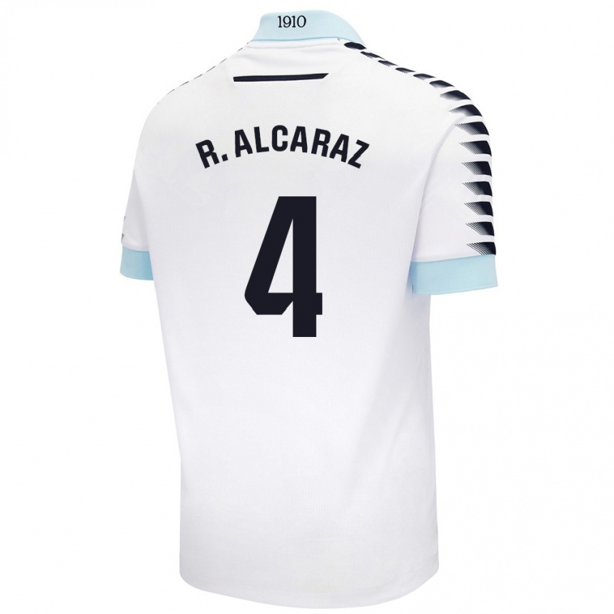 Kids Football Rubén Alcaraz #4 White Blue Away Jersey 2024/25 T-Shirt Australia