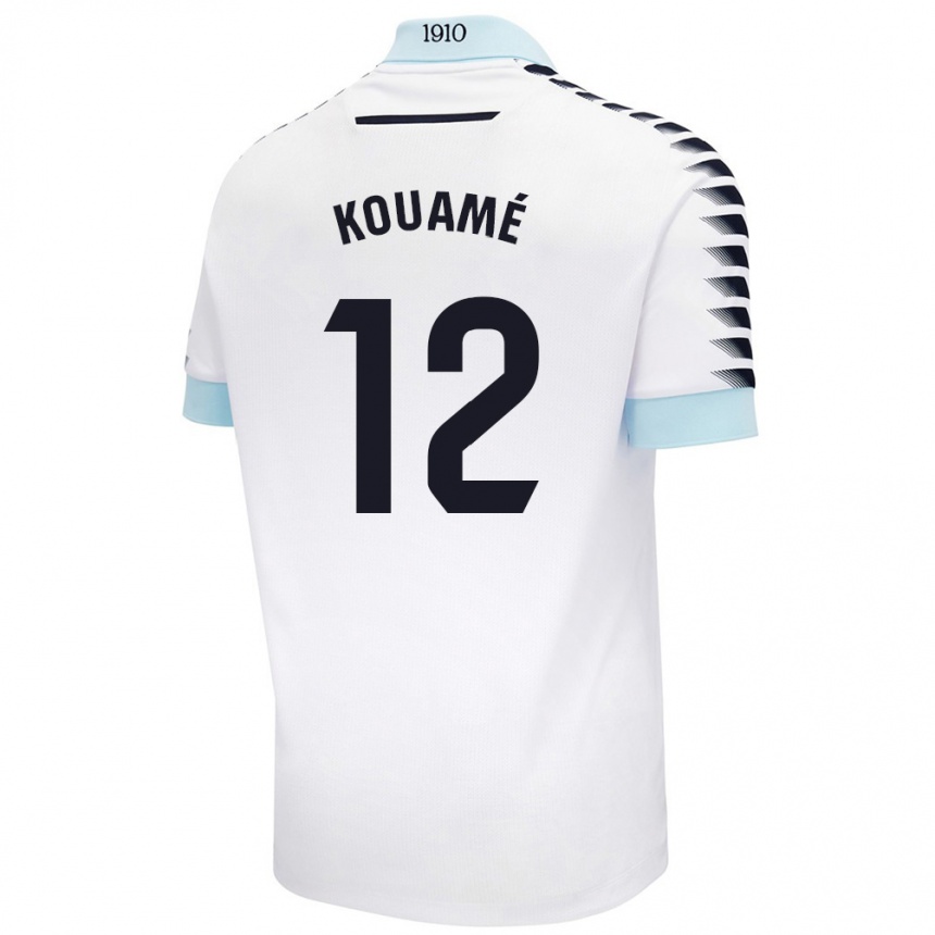 Kids Football Rominigue Kouamé #12 White Blue Away Jersey 2024/25 T-Shirt Australia