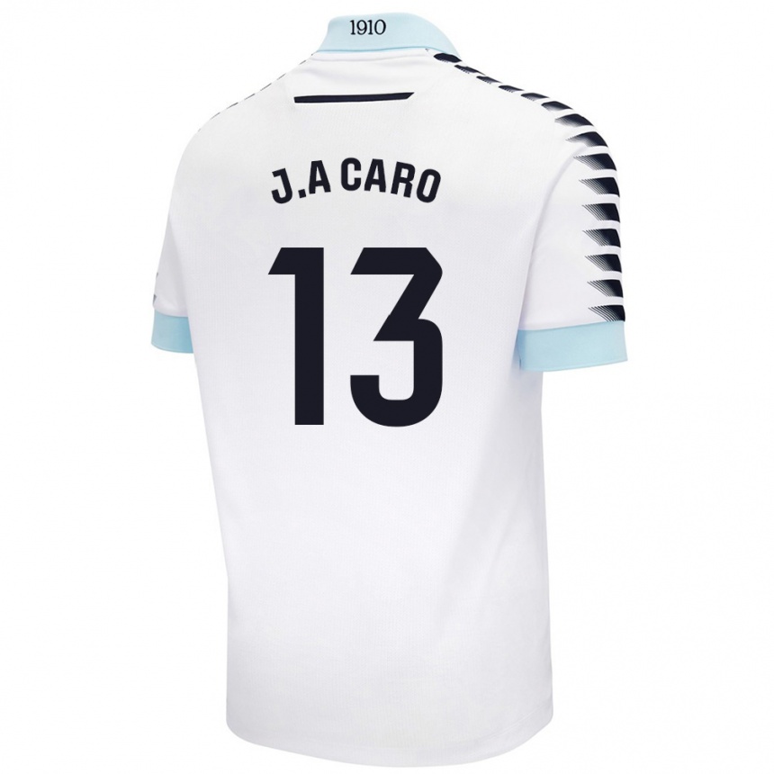 Kids Football José Antonio Caro #13 White Blue Away Jersey 2024/25 T-Shirt Australia