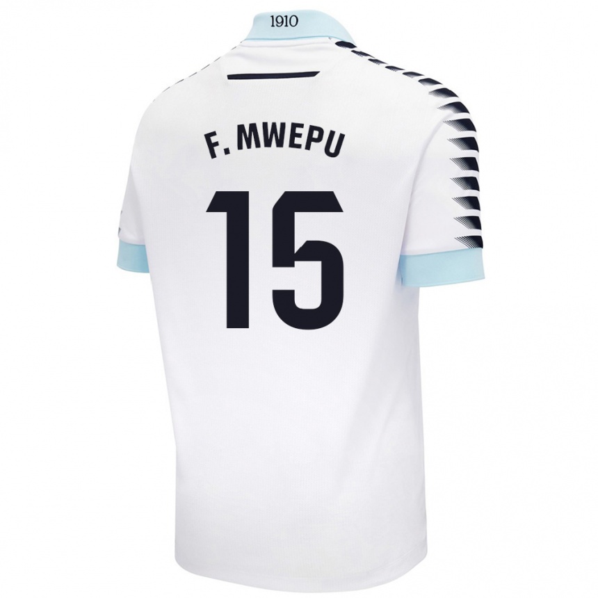 Kids Football Francisco Mwepu #15 White Blue Away Jersey 2024/25 T-Shirt Australia