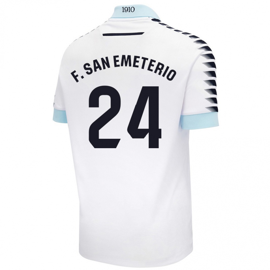 Kids Football Fede San Emeterio #24 White Blue Away Jersey 2024/25 T-Shirt Australia