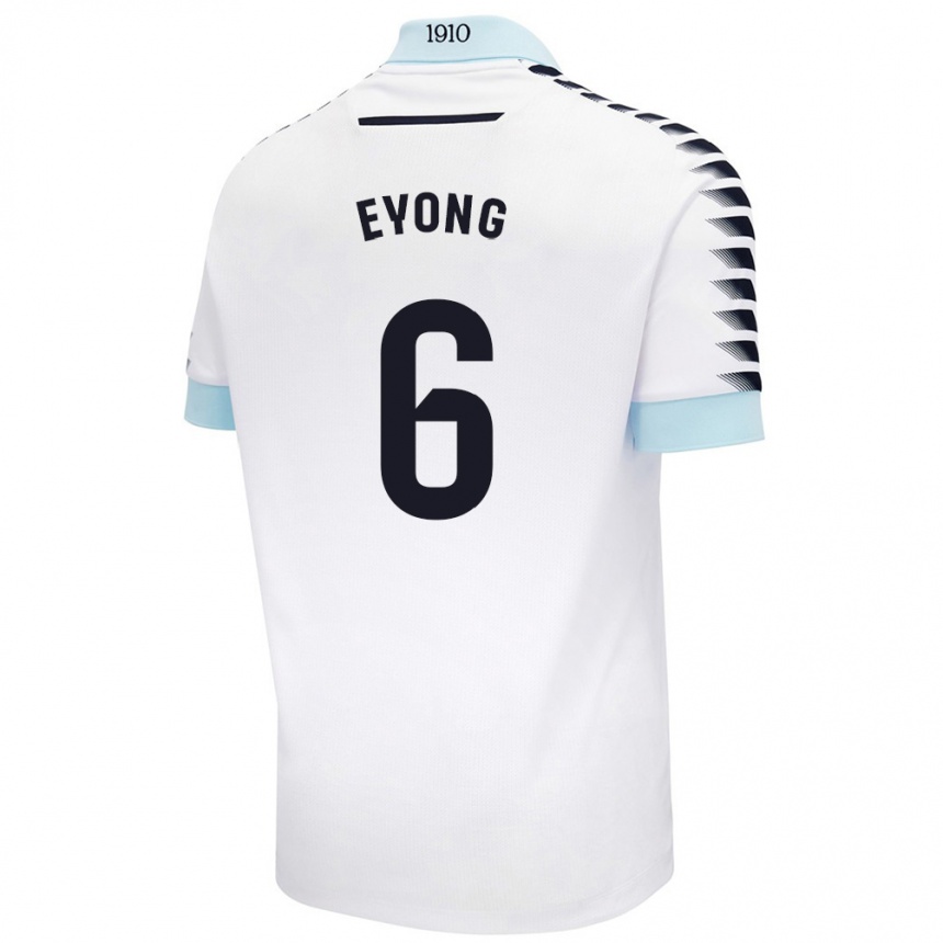 Kids Football Etta Eyong #6 White Blue Away Jersey 2024/25 T-Shirt Australia