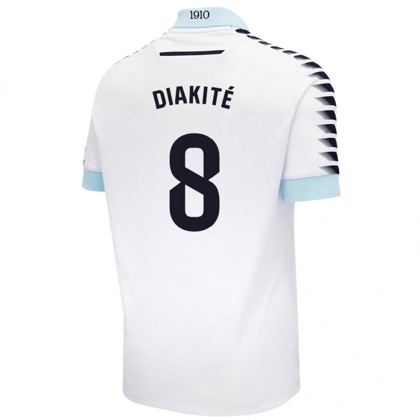 Kids Football Moussa Diakité #8 White Blue Away Jersey 2024/25 T-Shirt Australia