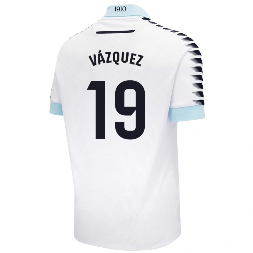 Kids Football Borja Vázquez #19 White Blue Away Jersey 2024/25 T-Shirt Australia