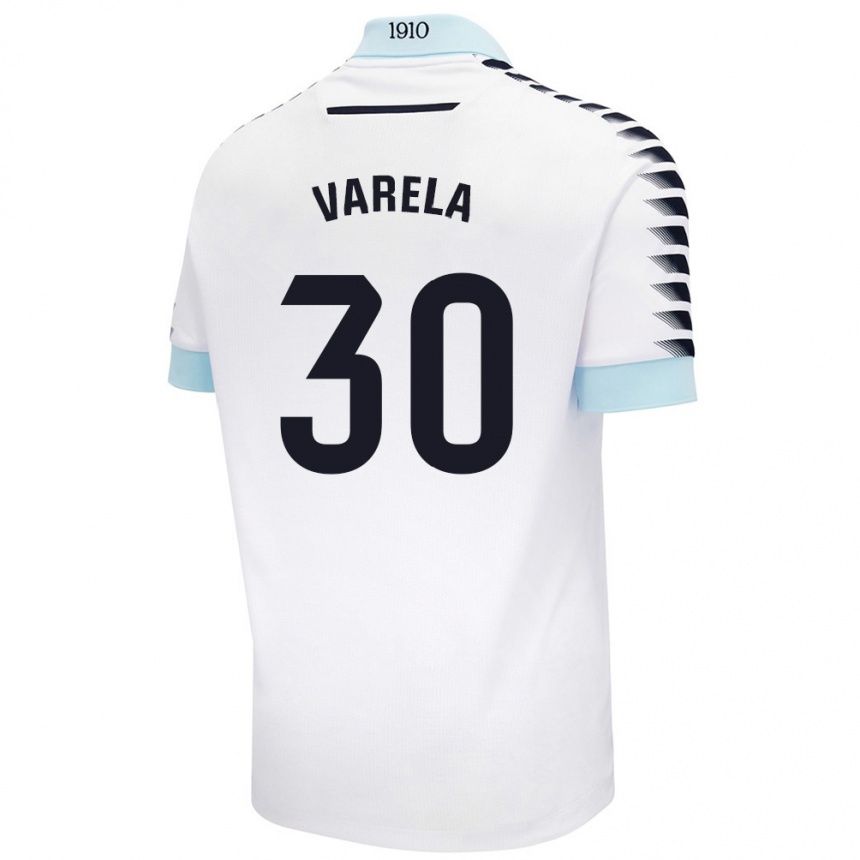 Kids Football Brandon Varela #30 White Blue Away Jersey 2024/25 T-Shirt Australia