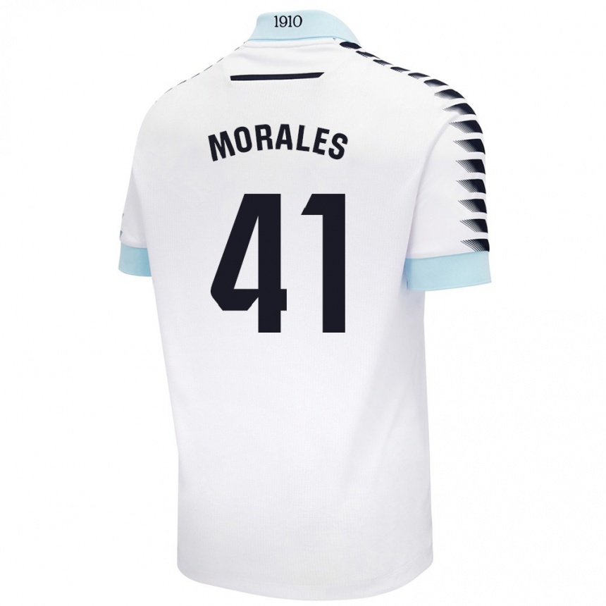 Kids Football Luis Morales #41 White Blue Away Jersey 2024/25 T-Shirt Australia