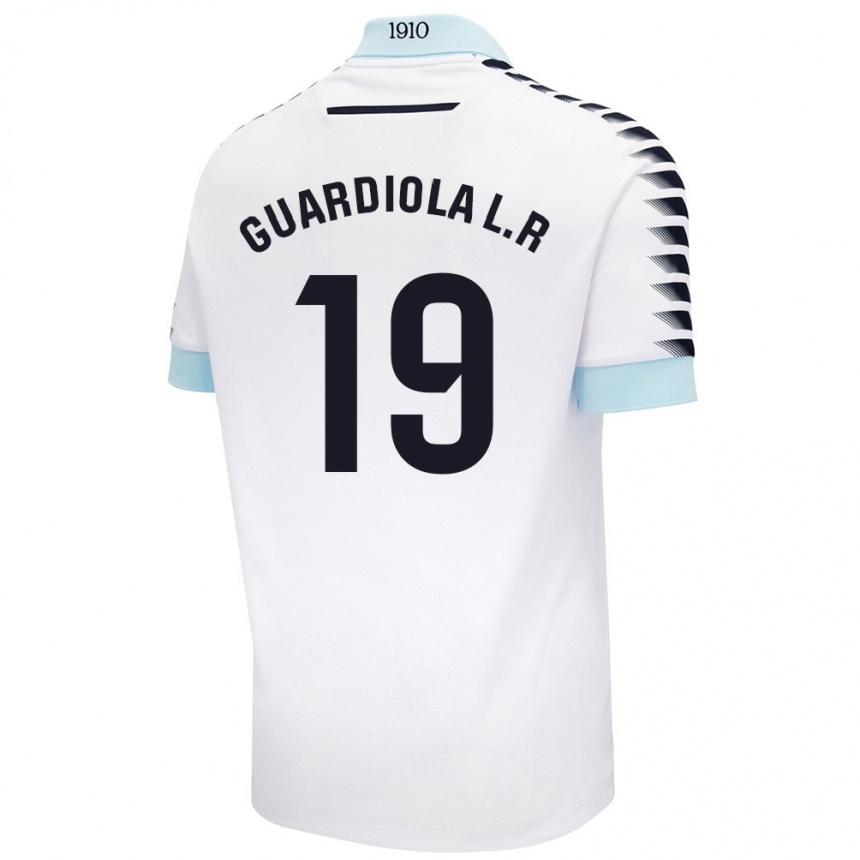 Kids Football Sergi Guardiola #19 White Blue Away Jersey 2024/25 T-Shirt Australia