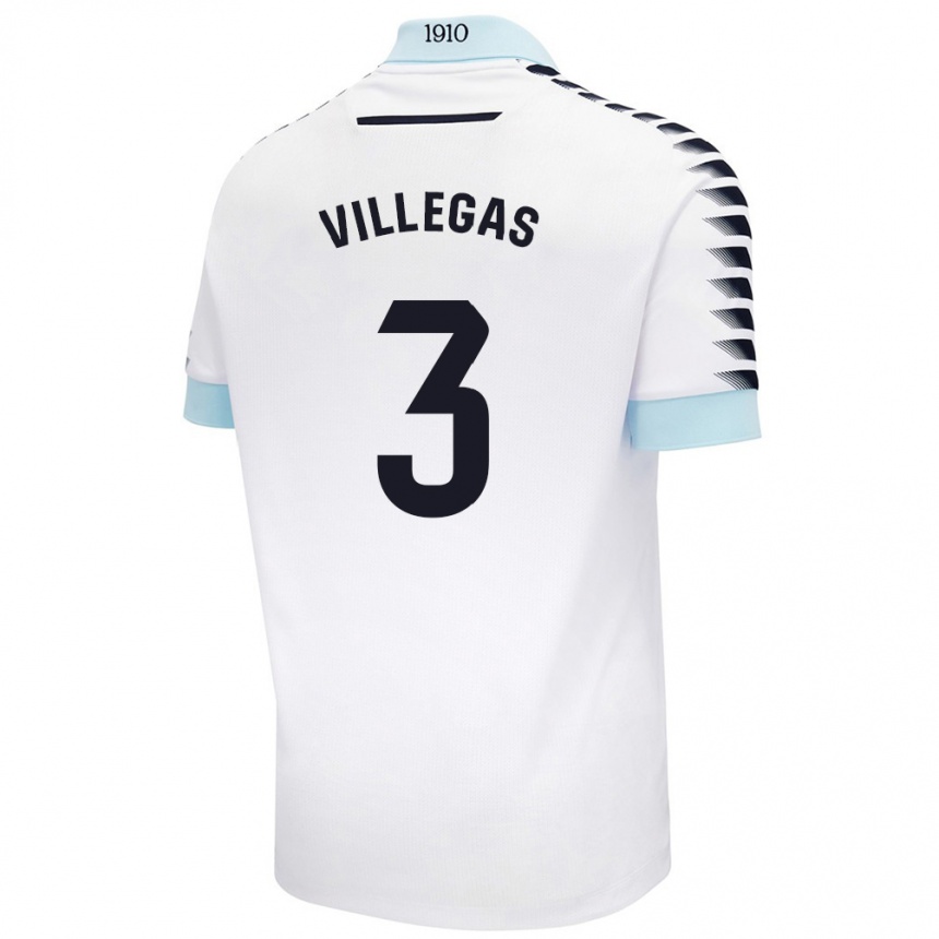 Kids Football Virginia Villegas Rico #3 White Blue Away Jersey 2024/25 T-Shirt Australia