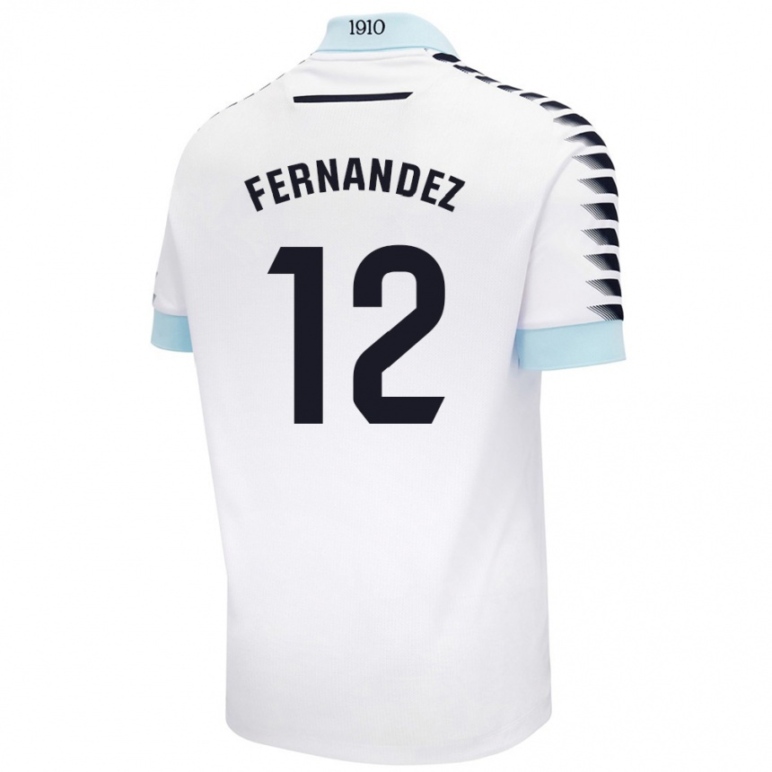 Kids Football Sandra Fernández León #12 White Blue Away Jersey 2024/25 T-Shirt Australia