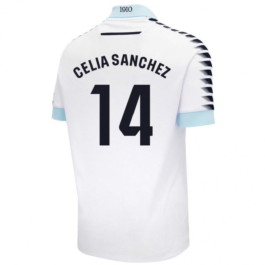 Kids Football Celia Sánchez García #14 White Blue Away Jersey 2024/25 T-Shirt Australia