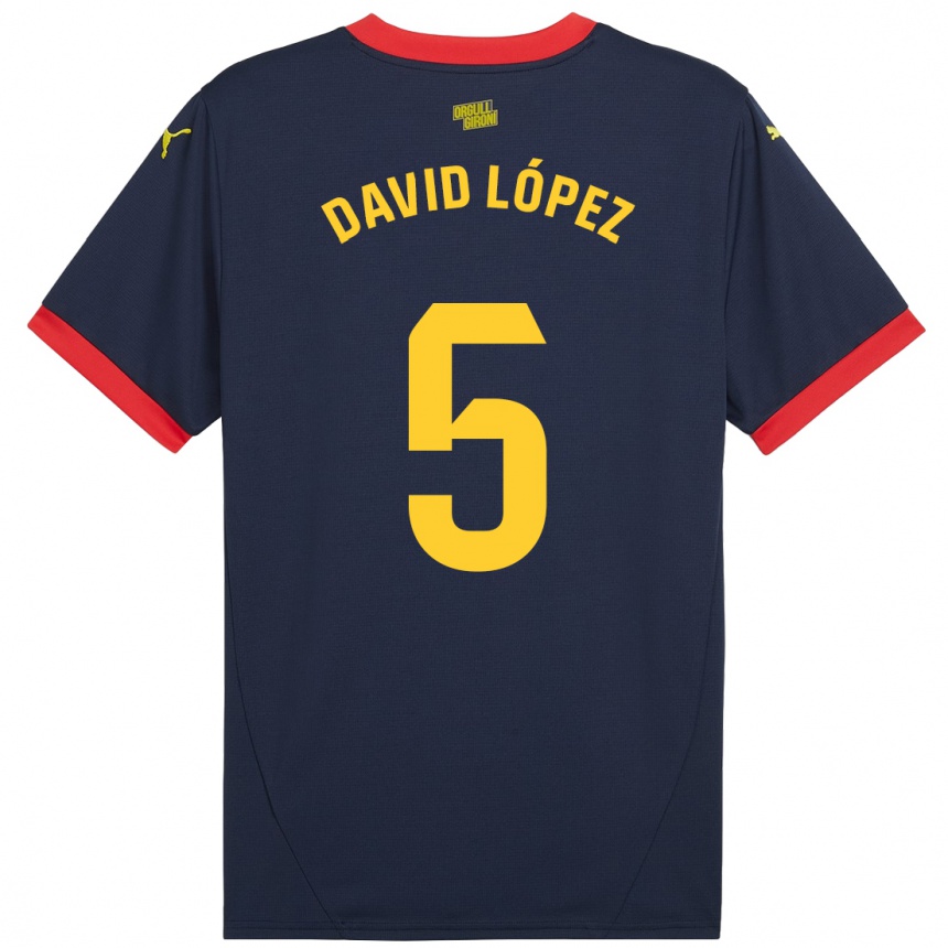 Kids Football David López #5 Navy Red Away Jersey 2024/25 T-Shirt Australia