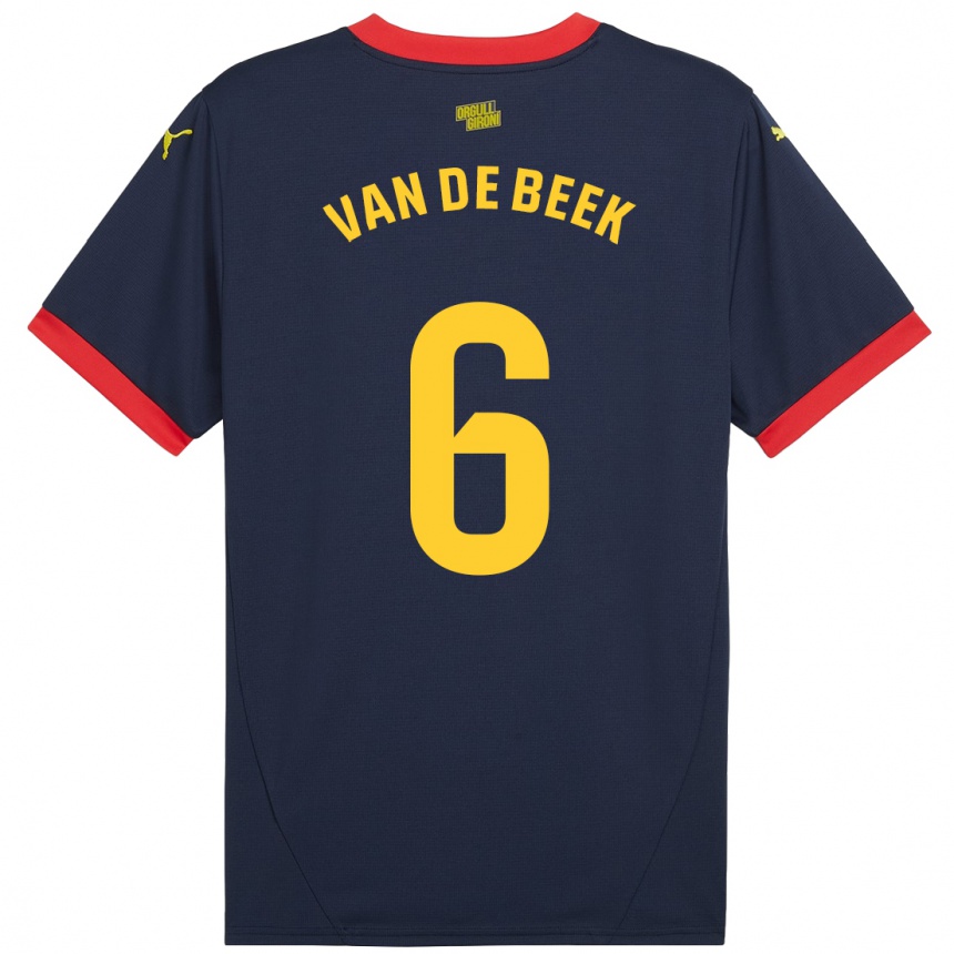 Kids Football Donny Van De Beek #6 Navy Red Away Jersey 2024/25 T-Shirt Australia