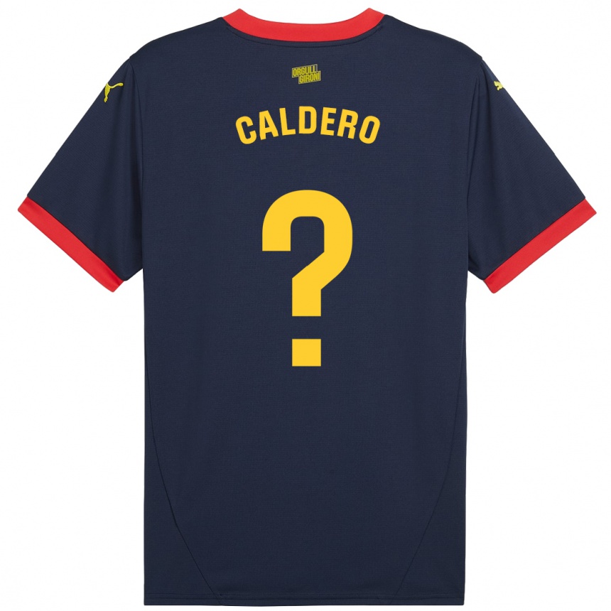 Kids Football Nil Caldero #0 Navy Red Away Jersey 2024/25 T-Shirt Australia