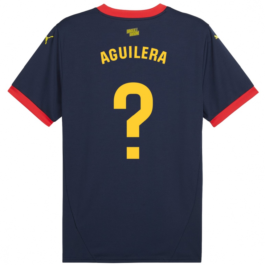 Kids Football Oriol Aguilera #0 Navy Red Away Jersey 2024/25 T-Shirt Australia