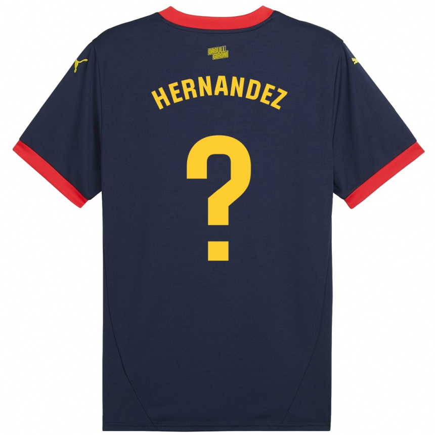 Kids Football Guillem Hernández #0 Navy Red Away Jersey 2024/25 T-Shirt Australia