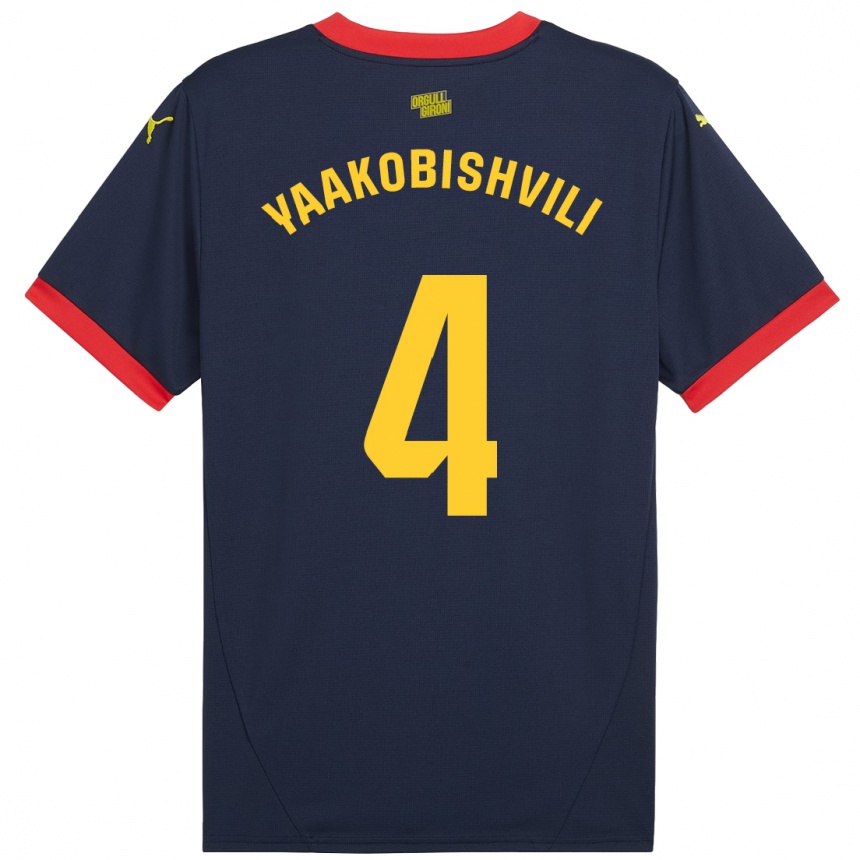 Kids Football Antal Yaakobishvili #4 Navy Red Away Jersey 2024/25 T-Shirt Australia