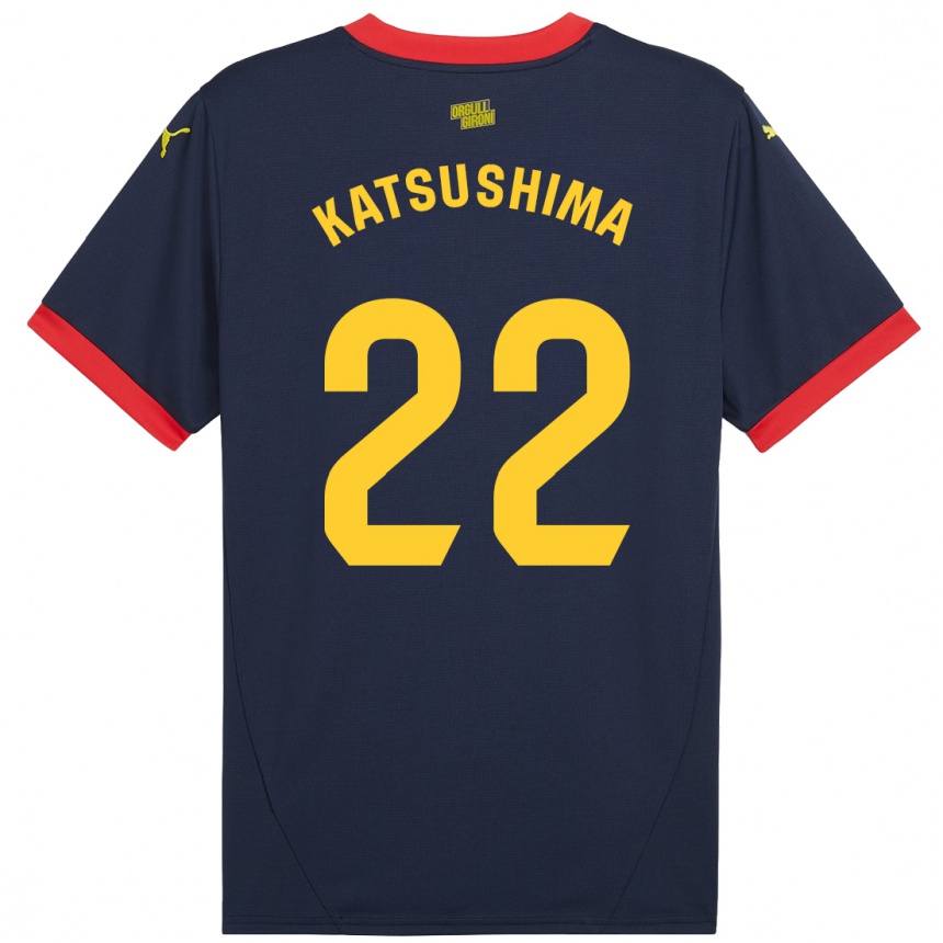 Kids Football Shinnosuke Katsushima #22 Navy Red Away Jersey 2024/25 T-Shirt Australia