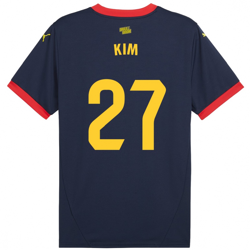 Kids Football Min-Su Kim #27 Navy Red Away Jersey 2024/25 T-Shirt Australia