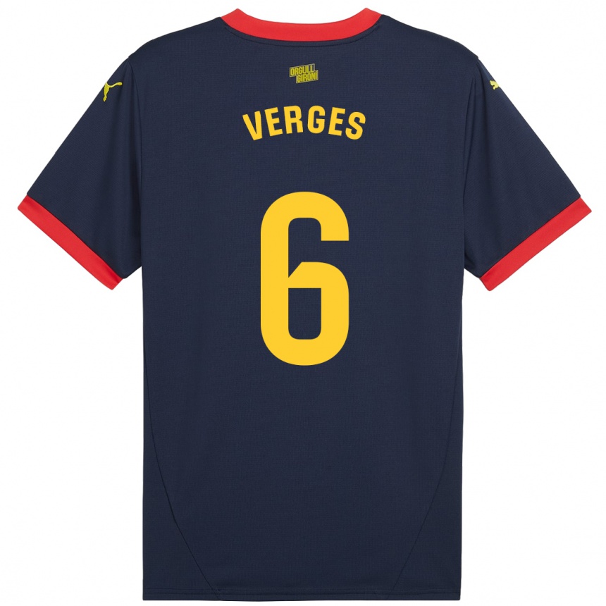 Kids Football Mar Vergés #6 Navy Red Away Jersey 2024/25 T-Shirt Australia