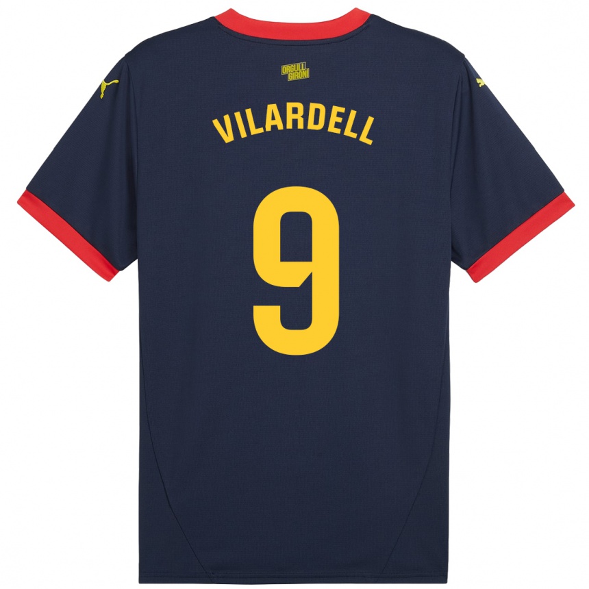 Kids Football Júlia Vilardell #9 Navy Red Away Jersey 2024/25 T-Shirt Australia