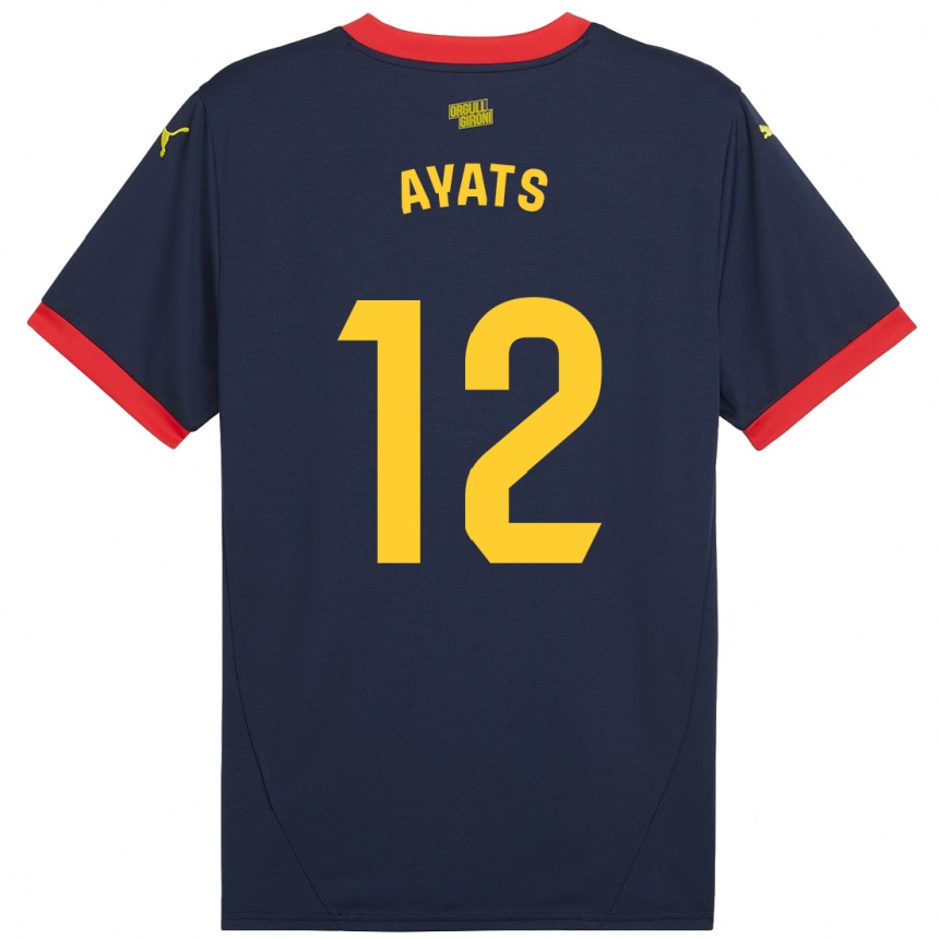 Kids Football Mònica Ayats #12 Navy Red Away Jersey 2024/25 T-Shirt Australia