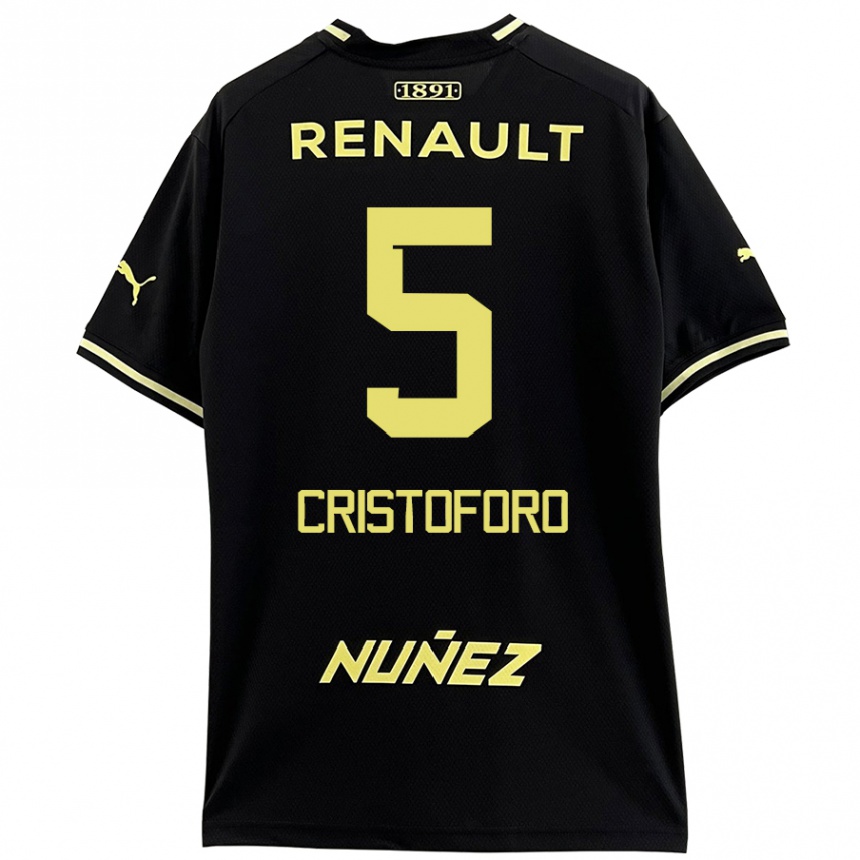 Kids Football Sebastián Cristóforo #5 Black Yellow Away Jersey 2024/25 T-Shirt Australia