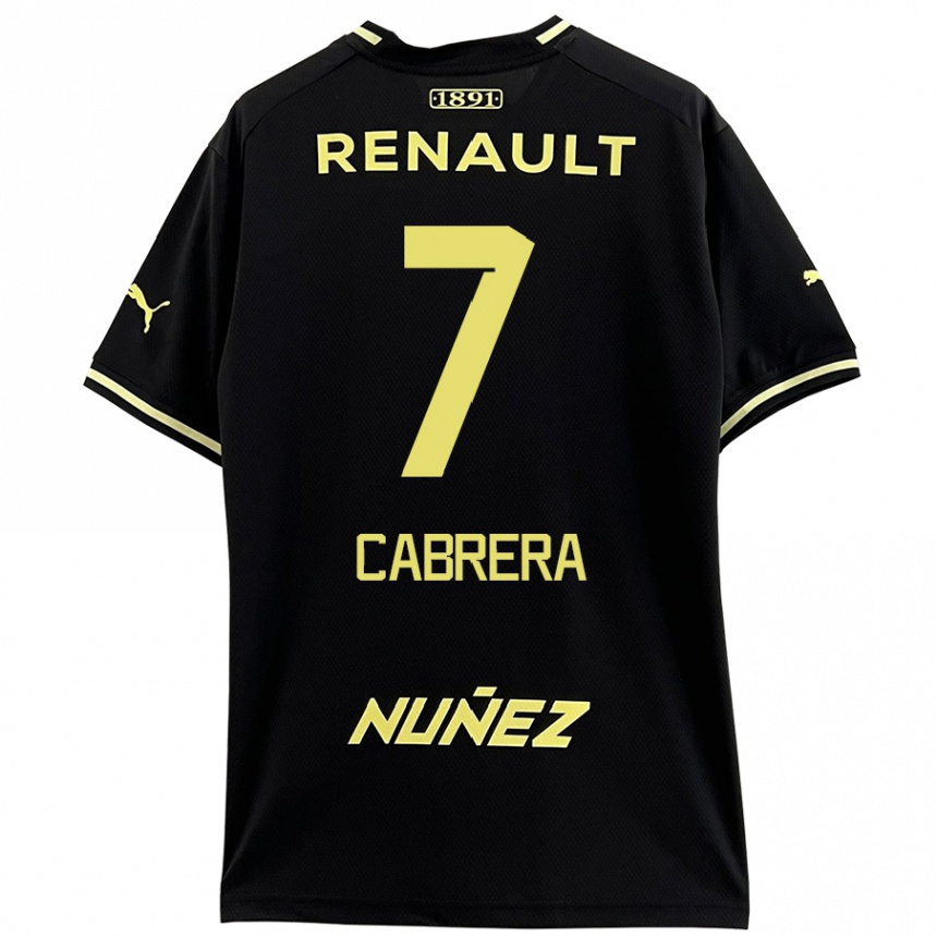 Kids Football Javier Cabrera #7 Black Yellow Away Jersey 2024/25 T-Shirt Australia