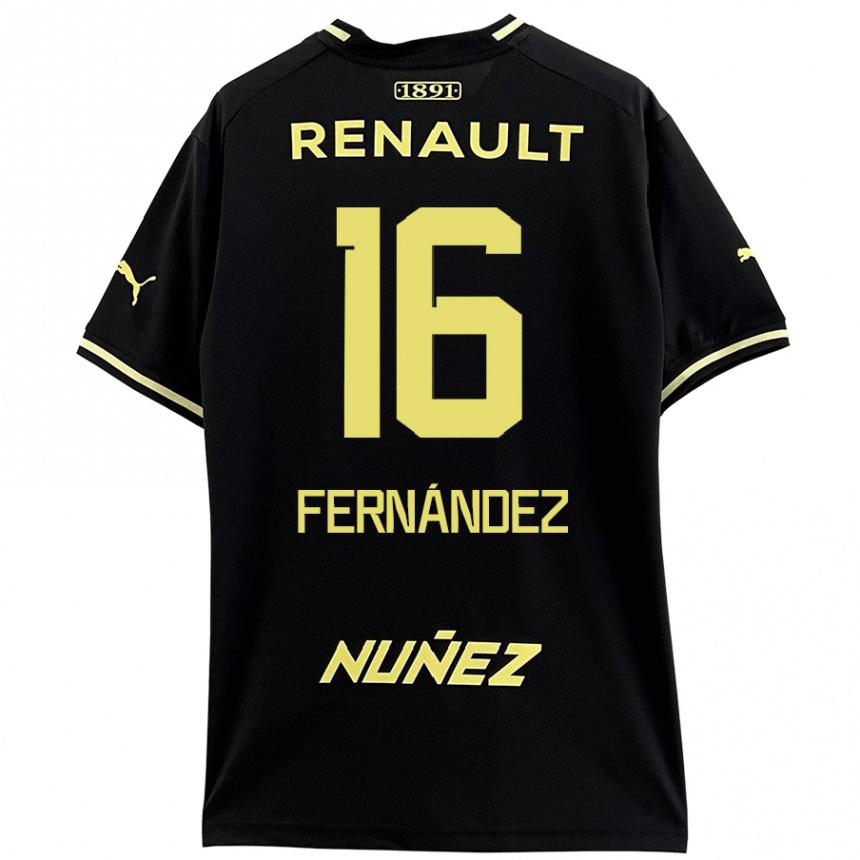 Kids Football Adrián Fernández #16 Black Yellow Away Jersey 2024/25 T-Shirt Australia