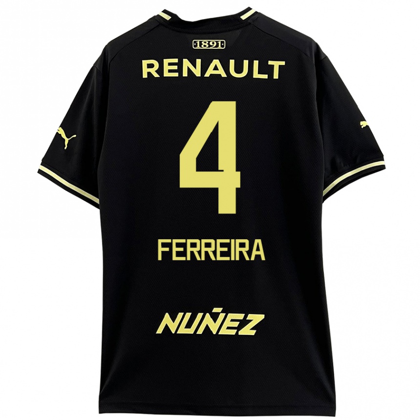 Kids Football Joaquín Ferreira #4 Black Yellow Away Jersey 2024/25 T-Shirt Australia