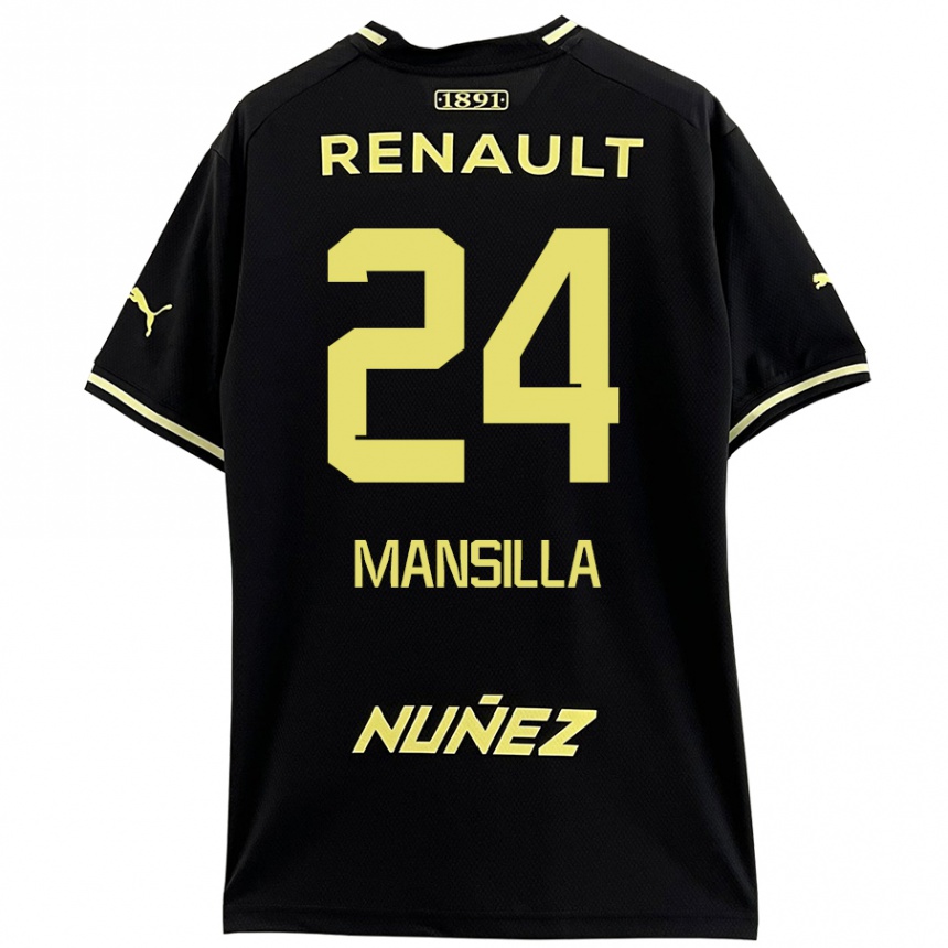 Kids Football Brian Mansilla #24 Black Yellow Away Jersey 2024/25 T-Shirt Australia