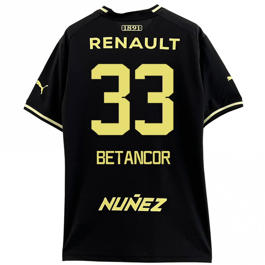 Kids Football Bruno Betancor #33 Black Yellow Away Jersey 2024/25 T-Shirt Australia