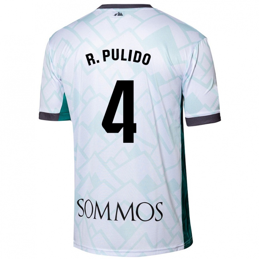 Kids Football Rubén Pulido #4 White Green Away Jersey 2024/25 T-Shirt Australia