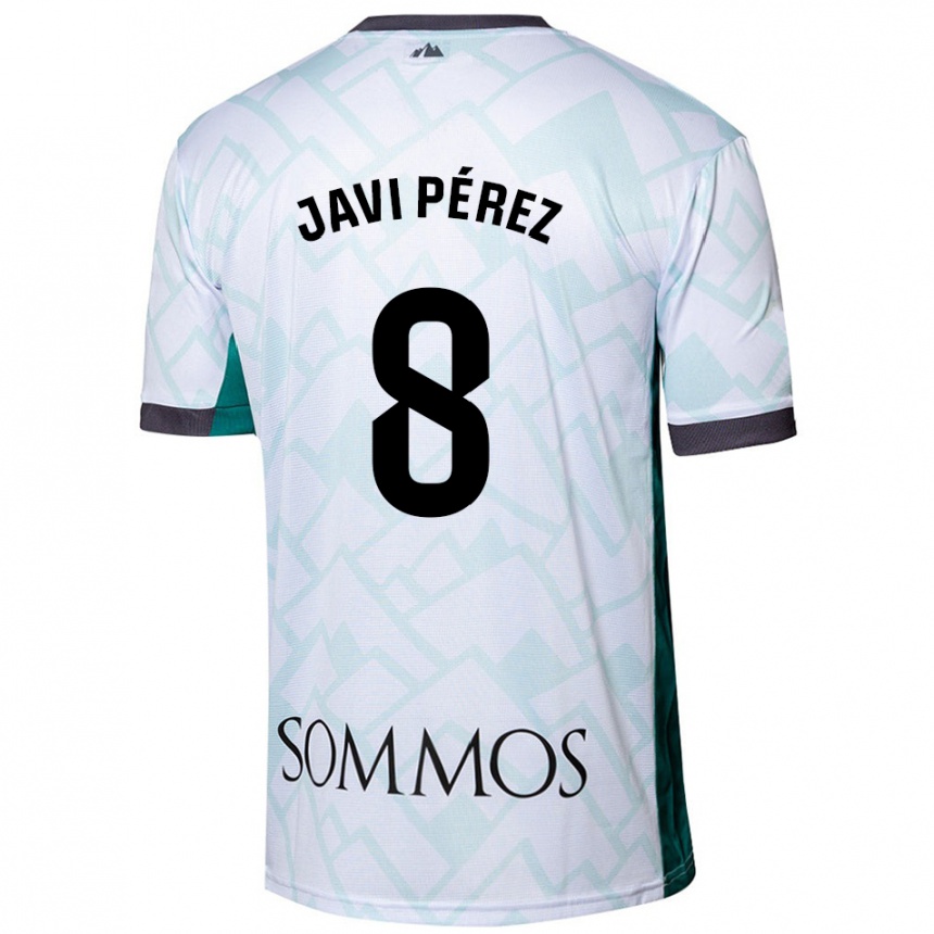 Kids Football Javi Pérez #8 White Green Away Jersey 2024/25 T-Shirt Australia