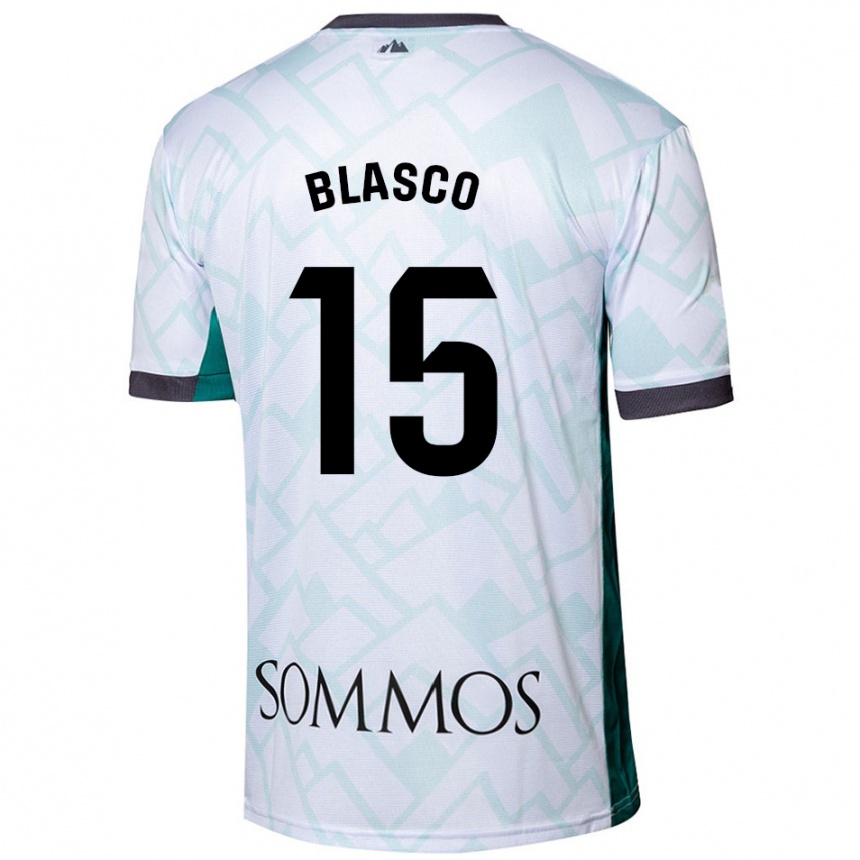 Kids Football Jérémy Blasco #15 White Green Away Jersey 2024/25 T-Shirt Australia